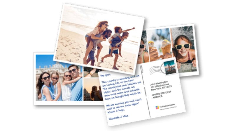 Custom postcards created on an online service.