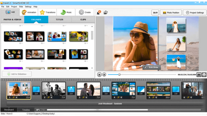 screen showing slideshow maker software in action
