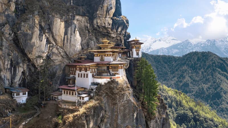 Taktshang Goemba, aka Tiger's Nest Monastery, perched on a cliff overlooking Paro Valley, Bhutan