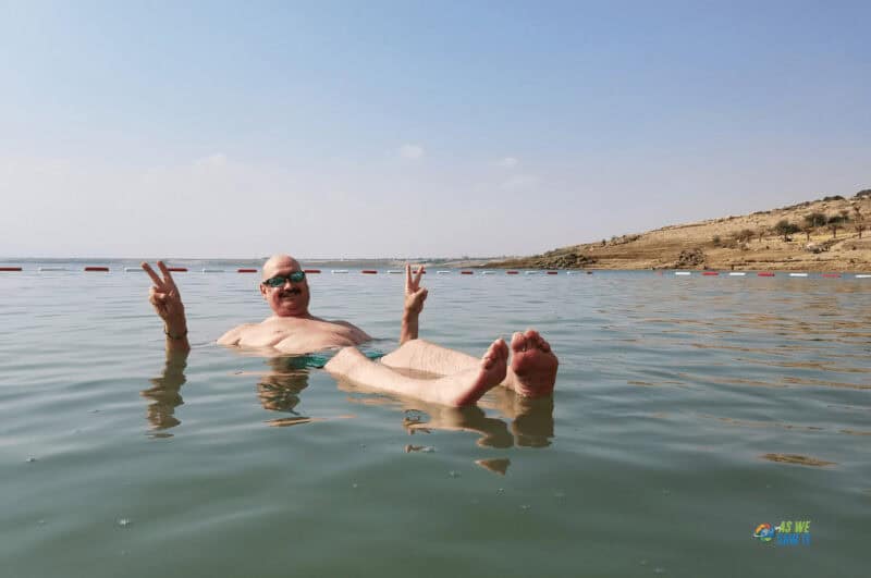 Posing for Dead Sea pictures