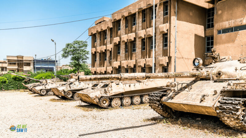 Tanks in front of a political prison in Iraq