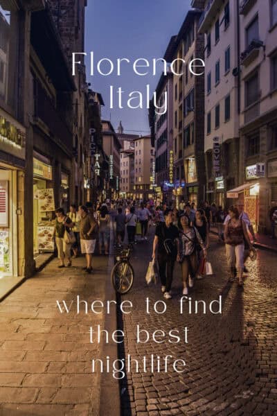 pedestrians in Florence Italy in the evening