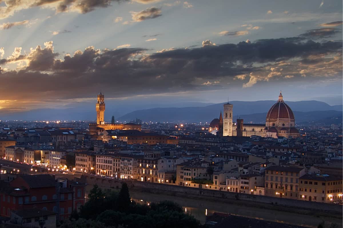 Cityscape of Florence Italy at sunset