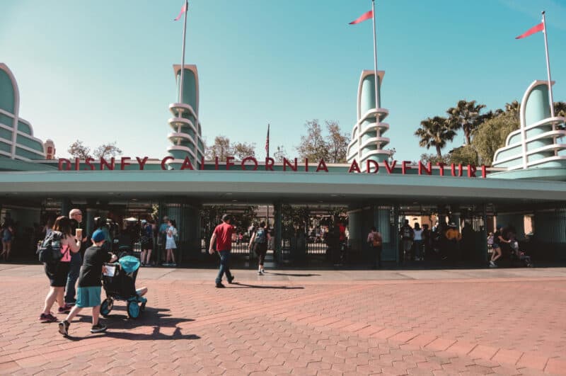 People approaching the entrance gate to Disneyland California.