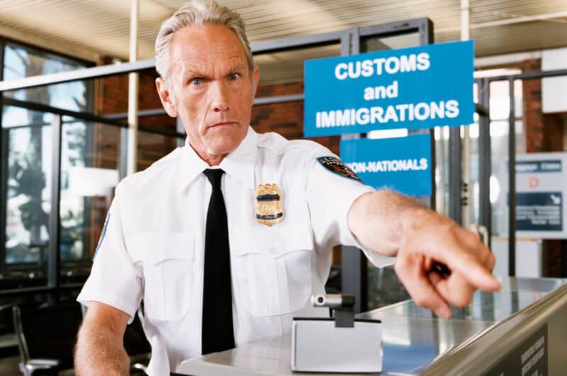An angry airport security officer