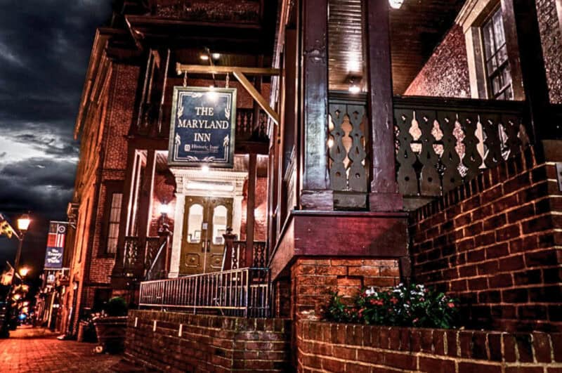 Exterior of the Maryland Inn in Annapolis, rumored to be haunted