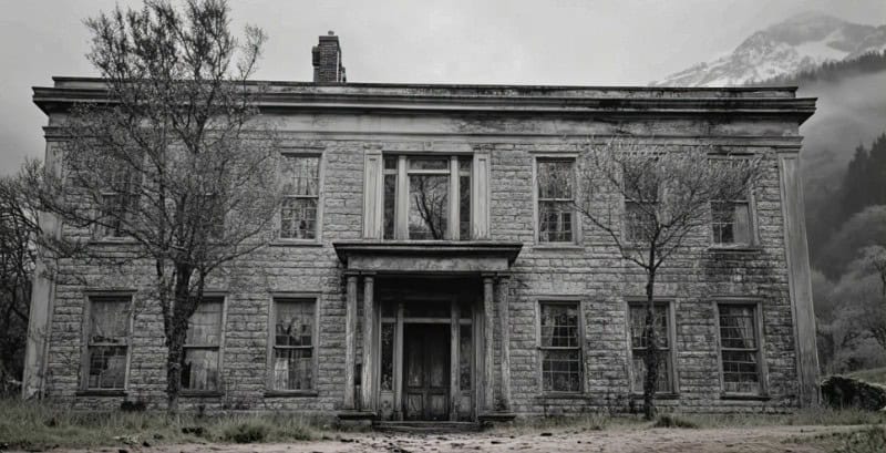 Black-and-white shot of The Magnolia Hotel, a haunted hotel in Seguin TX