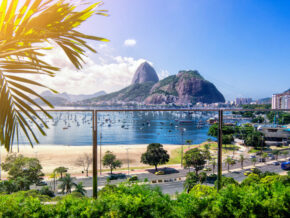 View of Botafogo Bay and Sugarloaf Mountain in Rio de Janeiro, Brazil