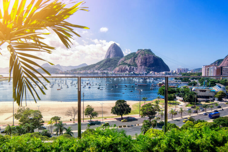 View of Botafogo Bay and Sugarloaf Mountain in Rio de Janeiro, Brazil