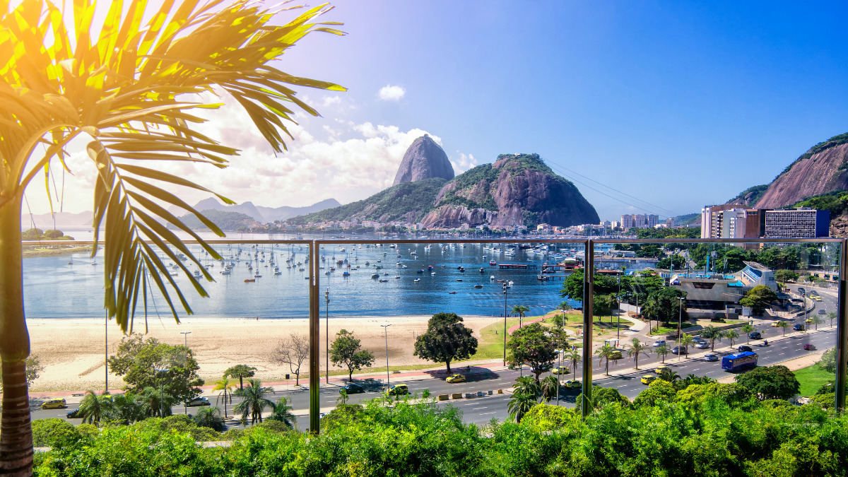 View of Botafogo Bay and Sugarloaf Mountain in Rio de Janeiro, Brazil