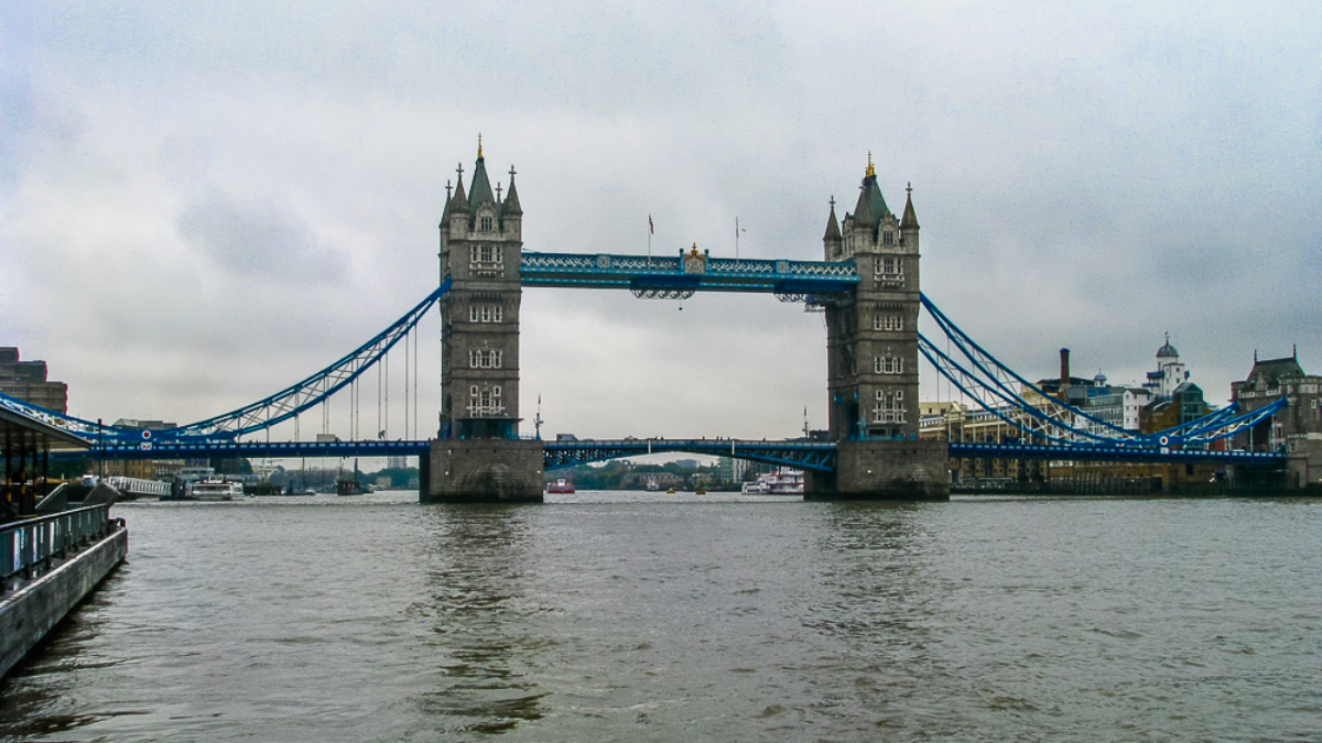 Tower Bridge seen from the Thames River during a London cruise