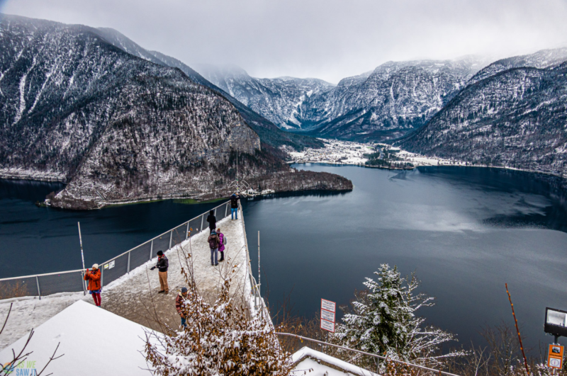 Winter view over Lake Hallstatt from the Hallstatt Skywalk