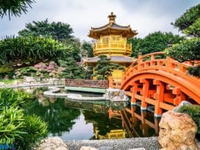 Golden Pagoda in Nan Lian Garden, Hong Kong, China