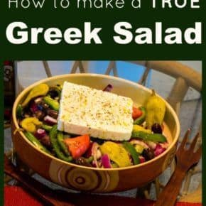 True Greek Salad is light and refreshing, and full of healthy ingredients. With minimal prep, it makes an easy main dish - no wonder it's such a popular food in Greece! Learn how to make authentic "horiatiki salata" the right way. #salads #greece #easy #vegetarian #recipes #healthfood