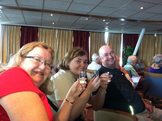 Tasting jenever with one of our new friends - another one took the photo