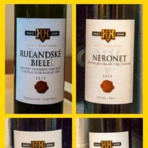 Collage of four Slovak wines. Text overlay says Wines of Slovakia